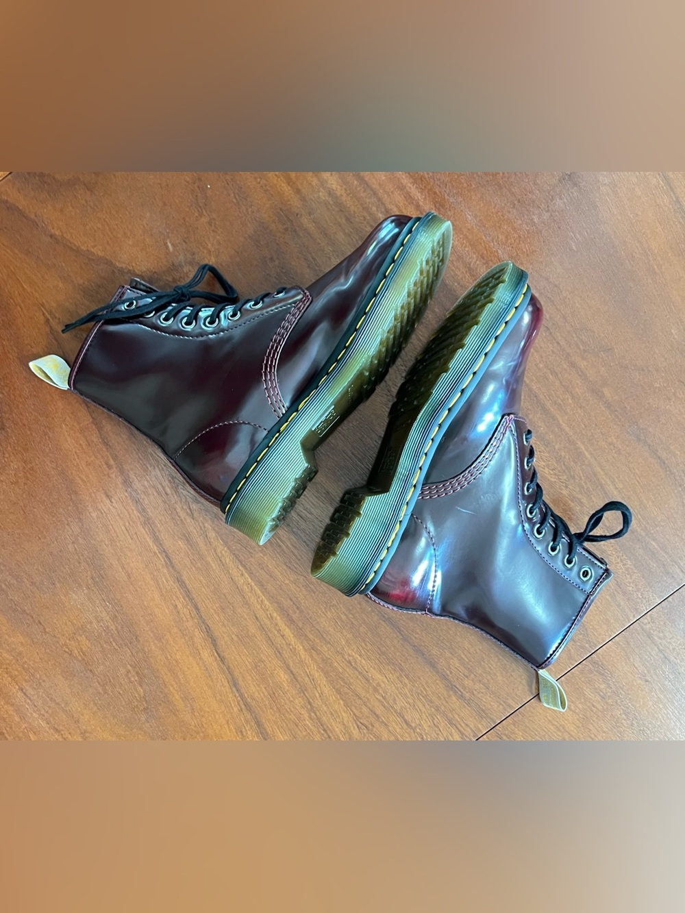 NEW Dr. Martens 1460 Vegan Leather 8-Eye Boot Cherry Red (Rub Off) GORGEOUS Goth - Picture 11 of 14